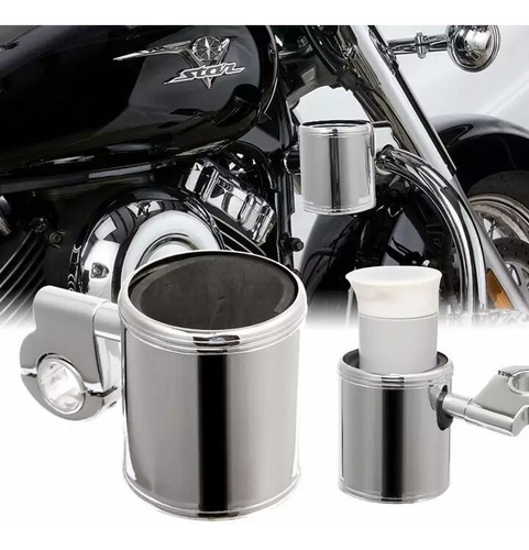 Porta Vasos Cromado Para Manubrio O Defensa De  Motocicletas