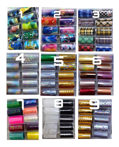 Foil Para Uñas X10u Holografico Uñas Uv Deco Nail Art Stickers