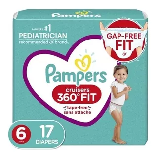 Pañales Pampers Cruisers 360 Fit, Tamaño 6, 17 Unidades