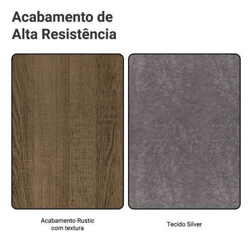 Sala De Jantar Mesa Tampo Vidro 6 Cadeiras Odara Madesa Rs Cor Rustic/Silver Desenho do tecido das cadeiras Liso