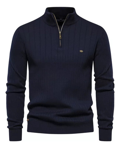 Suéter Cuello Alto Con Media Cremallera Para Hombre Suéter 1