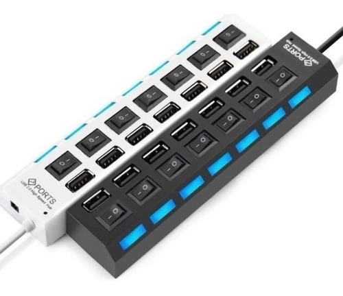 Hub Usb 7 Puerto Extension Multiplicador Switch Luces 