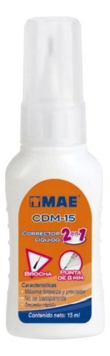 Corrector Li­quido Mae 2en1 Brocha Y Pluma C/12 Pzas 15 /vc