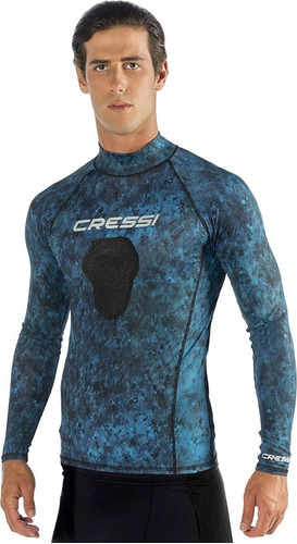 Playera Cressi Rash Guard Hunter Blue Camo Natacion Buceo