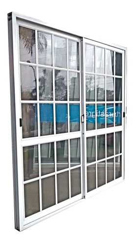 Puerta Ventana Aluminio Blanco 240x200 Vidrio Repartido 4mm