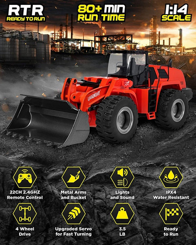 Imagen 6 de 6 de Tractor Radio Control A Escala 1:14 C/ 22 Canales Full Metal