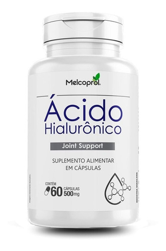 Ácido Hialurônico 60 Cápsulas 500mg Antienvelhecimento Melco