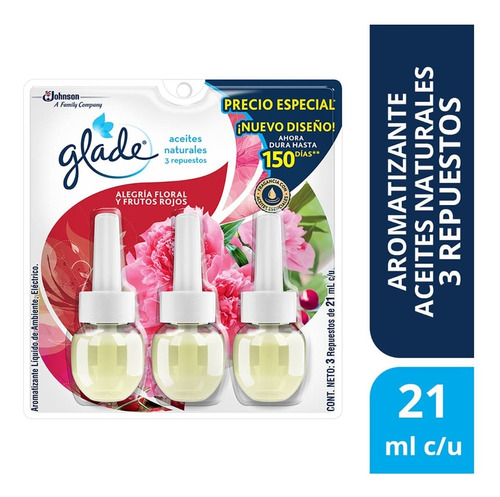 Repuesto Para Aromatizante Glade Alegría Floral Frutos Rojos 3 Repuestos De 21ml