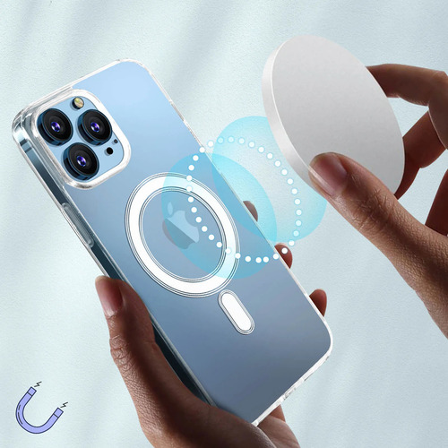 Mr. Gadgets Kit 3 En 1 Funda Transparante + Mica Pantalla + Micas Aros Protectores De Cámara Compatible Con Magsafe Para iPhone 13 Pro Aros Color Titanio