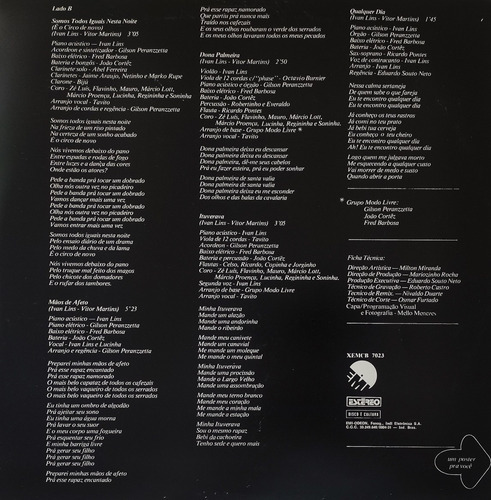 Lp Ivan Lins - Somos Todos Iguais Nesta Noite