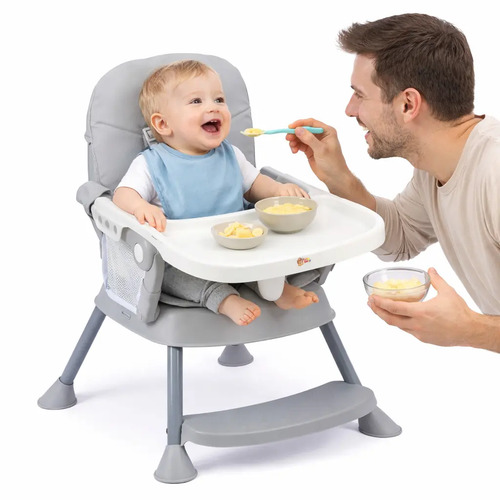 Cadeira De Alimentação Bebê Portátil - Cadeirão Cinza - I Love Baby ®