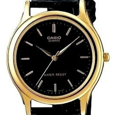 Reloj Casio Mtp-1093q-1a Correa De Cuero Negro 