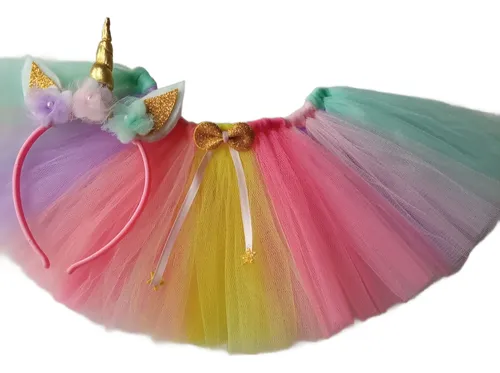 comprar Tutu Multicolor+ Vincha Unicornio Nenas Talle L