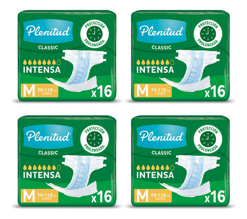 Pañal Para Adultos Plenitud Classic X 16 Un Pack X 4