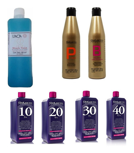 Combo Oxidante En Crema +shampoo+ Balsamo Salerm+laca Miracl