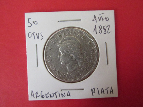 Moneda Argentina 50 Ctvs De Plata Patacon Año 1882 Escasa