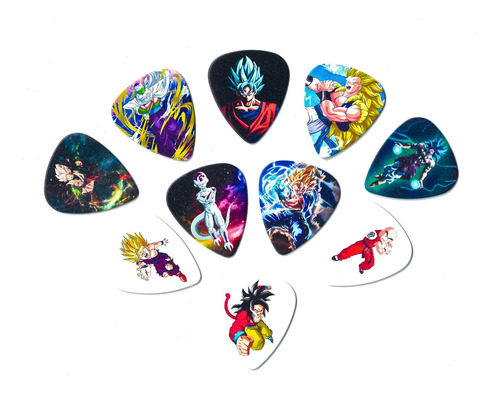 Púas De Guitarra Dragon Ball Z (10 Púas Medianas Un P...