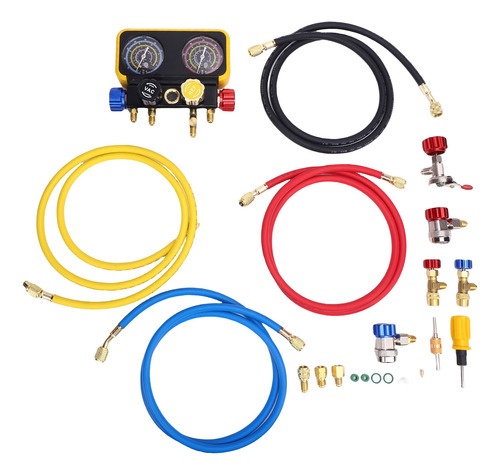 Juego De Manómetros De Latón Para Hvac, Mangueras De 4 Vías,