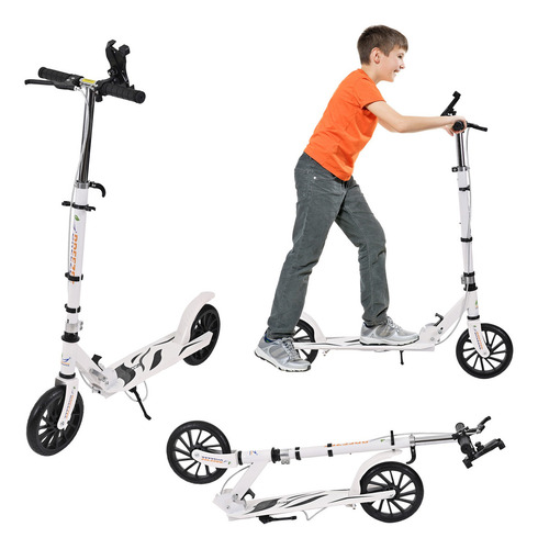 Scooter Ajustable Plegable Portátil Universal Adolescente Color Blanco