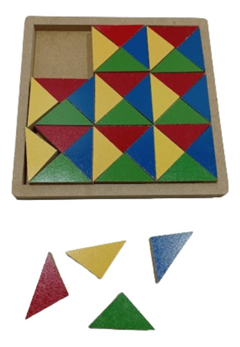 Quebra Cabeça Mosaico Triângulo Em Mdf - 36 Peças