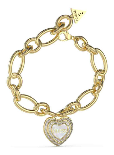 Pulsera Guess Corazon Para Mujer Acero Inoxidable Color Dorado Diámetro 10   Largo 19