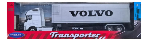 Camion Volvo Con Acoplado Blanco Escala 1:32 Welly