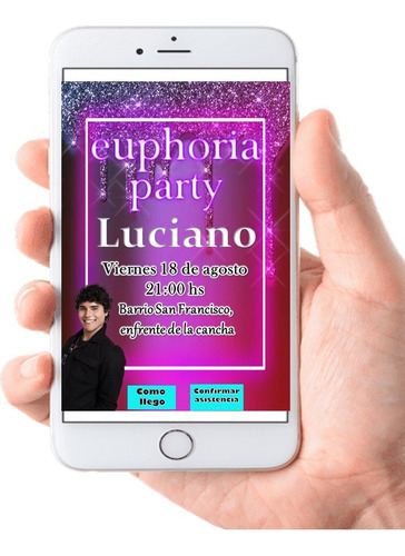 Invitacion Euphoria Party - Con Foto - Interactiva