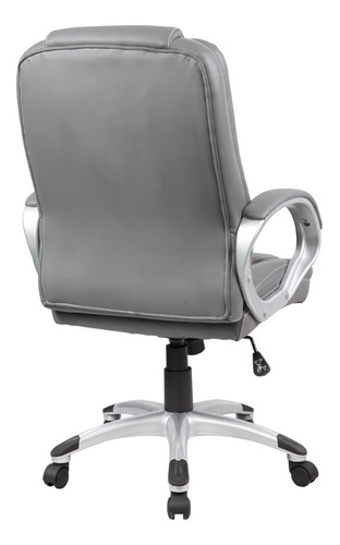 Imagen 4 de 4 de Silla De Oficina Gerencial En Cuero Color Gris