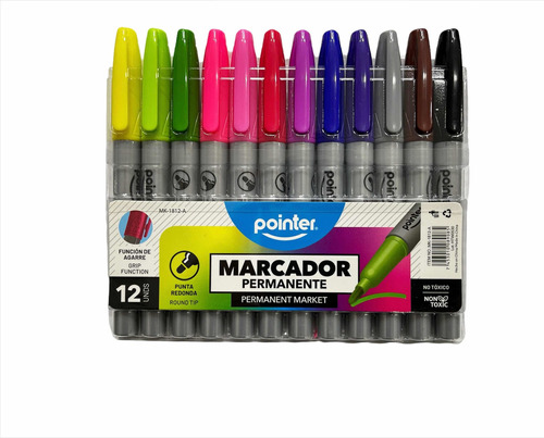 Marcadores Puntas Redondas Pointer Colores Surtidos 12und