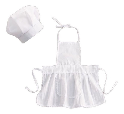 2 Unids Lindo Delantal Y Gorro Bebé Chef Niño Blanco Cook Co