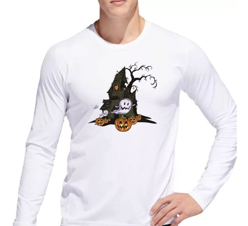 Remera De Hombre Castillo Embrujado Fantasmas Halloween Ml