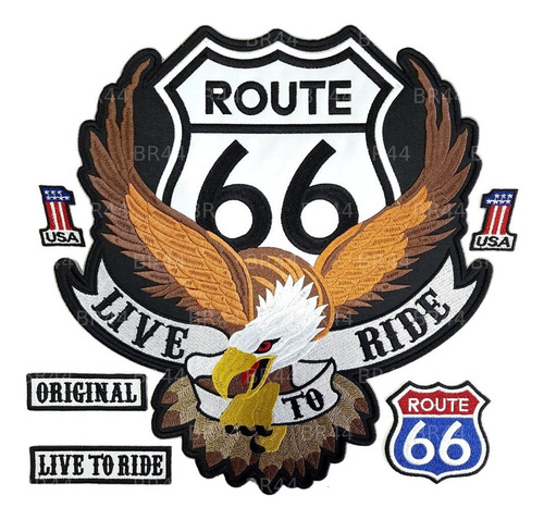 Imagem 1 de 1 de Eua Rota 66 Águia Patch Bordado Para Colete Moto Clube