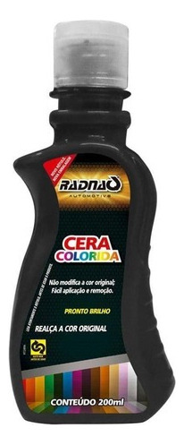 Cera Colorida Auto Brilho Preta 200ml - Radnaq