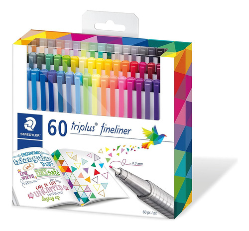 Lápiz Fino Staedtler 334 C60 Triplus, 60 Colores Brillantes.