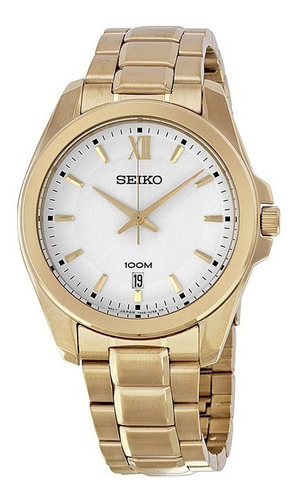 Reloj Seiko Neo Classic Sgeg64p1 Hombre Color de la malla Dorado Color del bisel Dorado Color del fondo Blanco