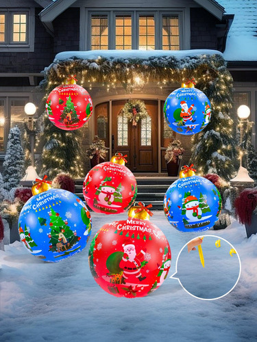 Bolas De Navidad Inflables De 60 Cm Con Cintas Decorativas