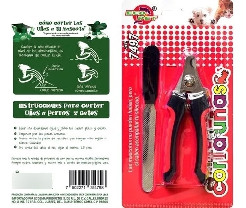 Corta Uñas Para Perro Y Gato Tipo Pinza Incluye Lima 7497