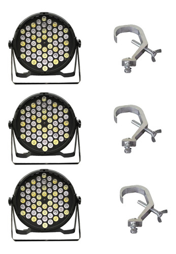 Kit 3 Par Led 60x1 Rgbwa - Jdb605 - Jdb Com 3 Garras 1 Pol