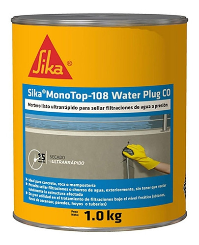 Sika Monotop 108 Water Plug Tapona Filtraciones De Agua 1 Kg