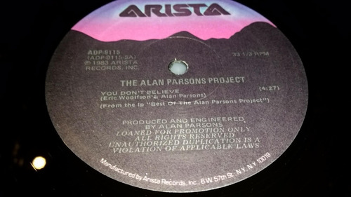 Alan Parsons Project You Dont Believe Vinilo Maxi Usa 1983