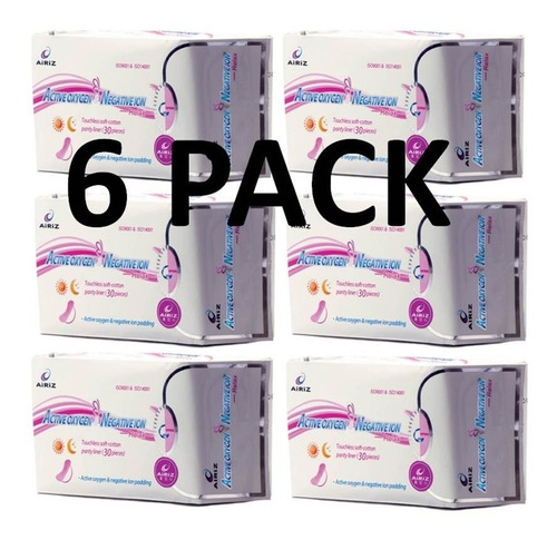 6 Pack Pantiprotector Fem Anión Oxígeno Tiens Airiz