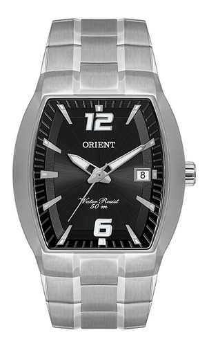 Imagem 1 de 4 de # Relógio Orient Masculino Gbss1053 Prata Preto Quadrado Nfe