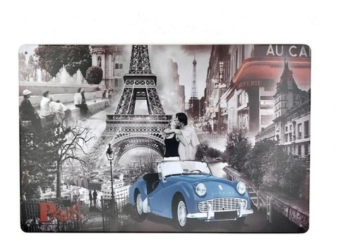 Cuadro Chapa Retro  París  20 X 30 Cm  - Decoración Hogar