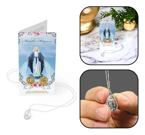 Colar Novena Da Medalha Milagrosa Prateado