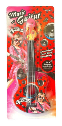 Mini Guitarra Eléctrica Infantil Roja Juguete Pack X3