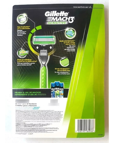 Gillette Cartuchos Mach3 Sensitive, 20 Piezas
