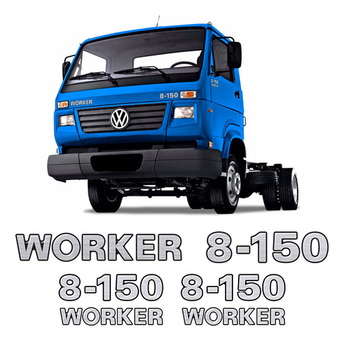 Adesivos 8-150 Worker Emblemas Caminhão Volkswagen Escovado