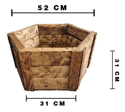 Maceta De Madera Tipo Jardinera Hexagonal