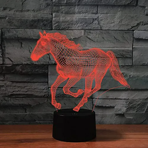 Lámpara Led 3d Caballo Con Control Remoto 16 Colores - Regal