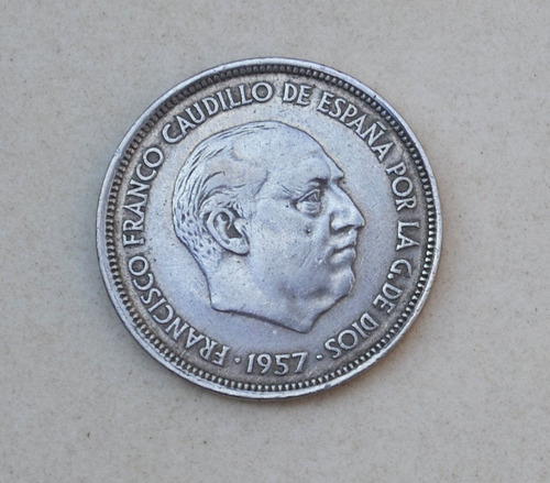 Moneda De España De 25 Pesetas Año 1957 - En Rosario - (Usado)